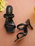 GNIST Black Quilted Strap Stilettos Heel
